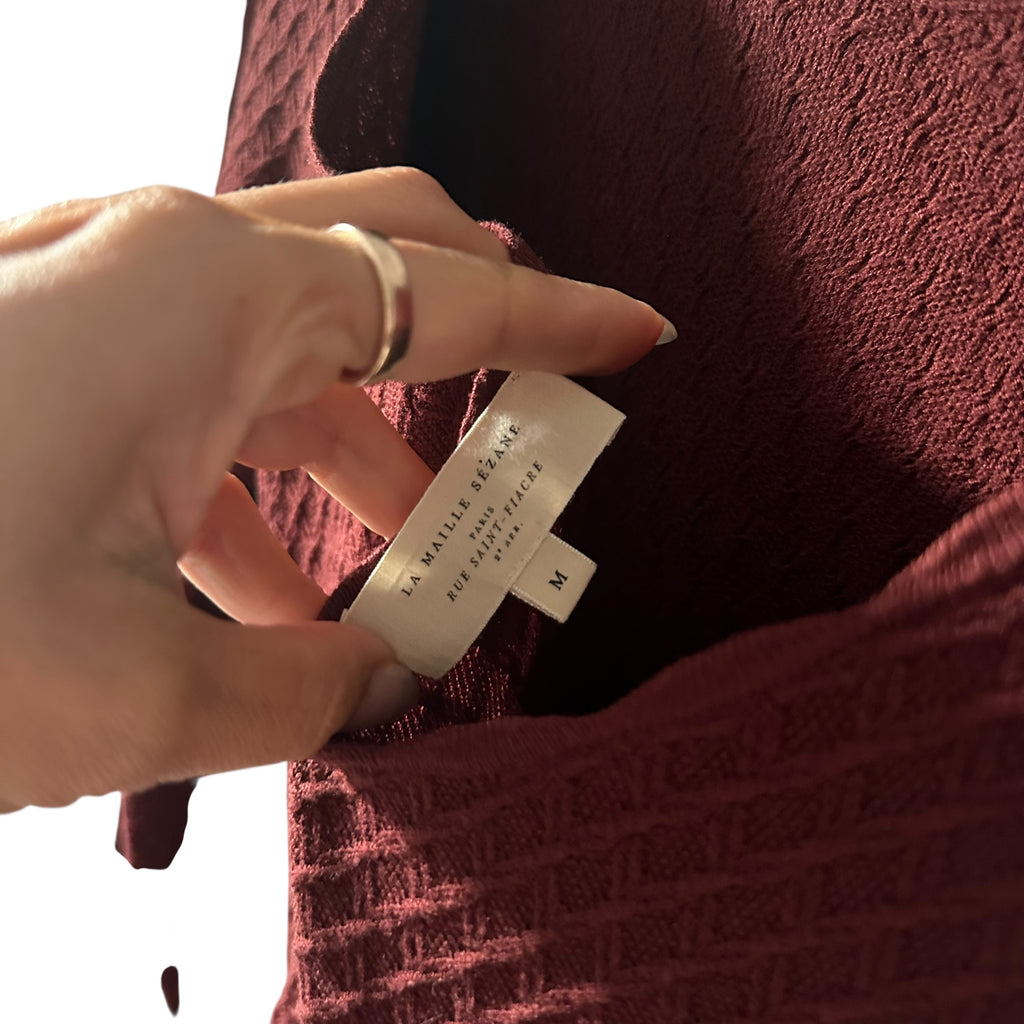 Sezane Thalia Dress Sweater Knit Maroon Red Size M