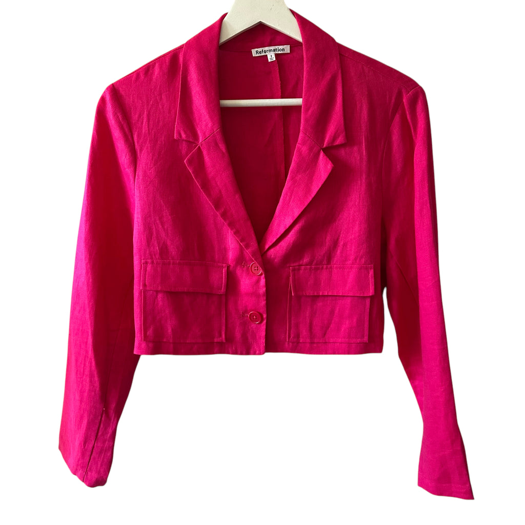 Reformation Elton Linen Crop Blazer Size 2