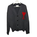 Ami Grey Wool Ami De Coeur Cardigan Size L