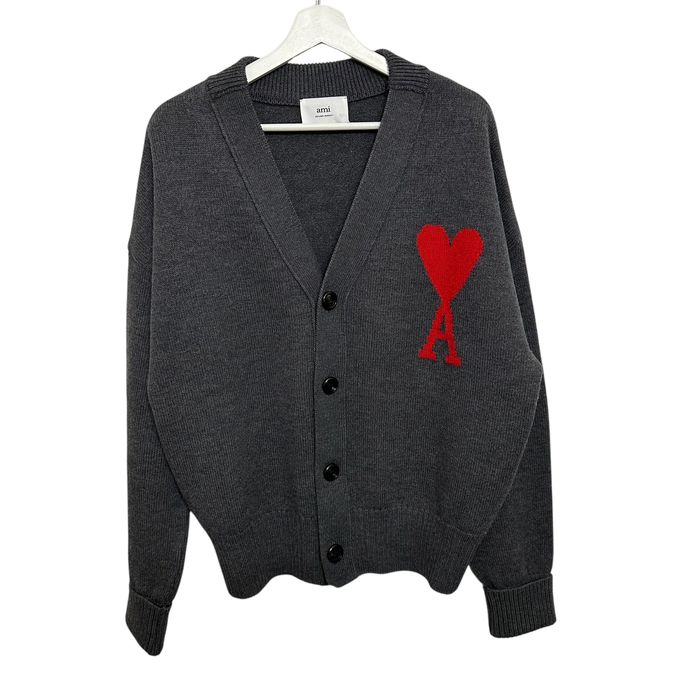 Ami Grey Wool Ami De Coeur Cardigan Size L