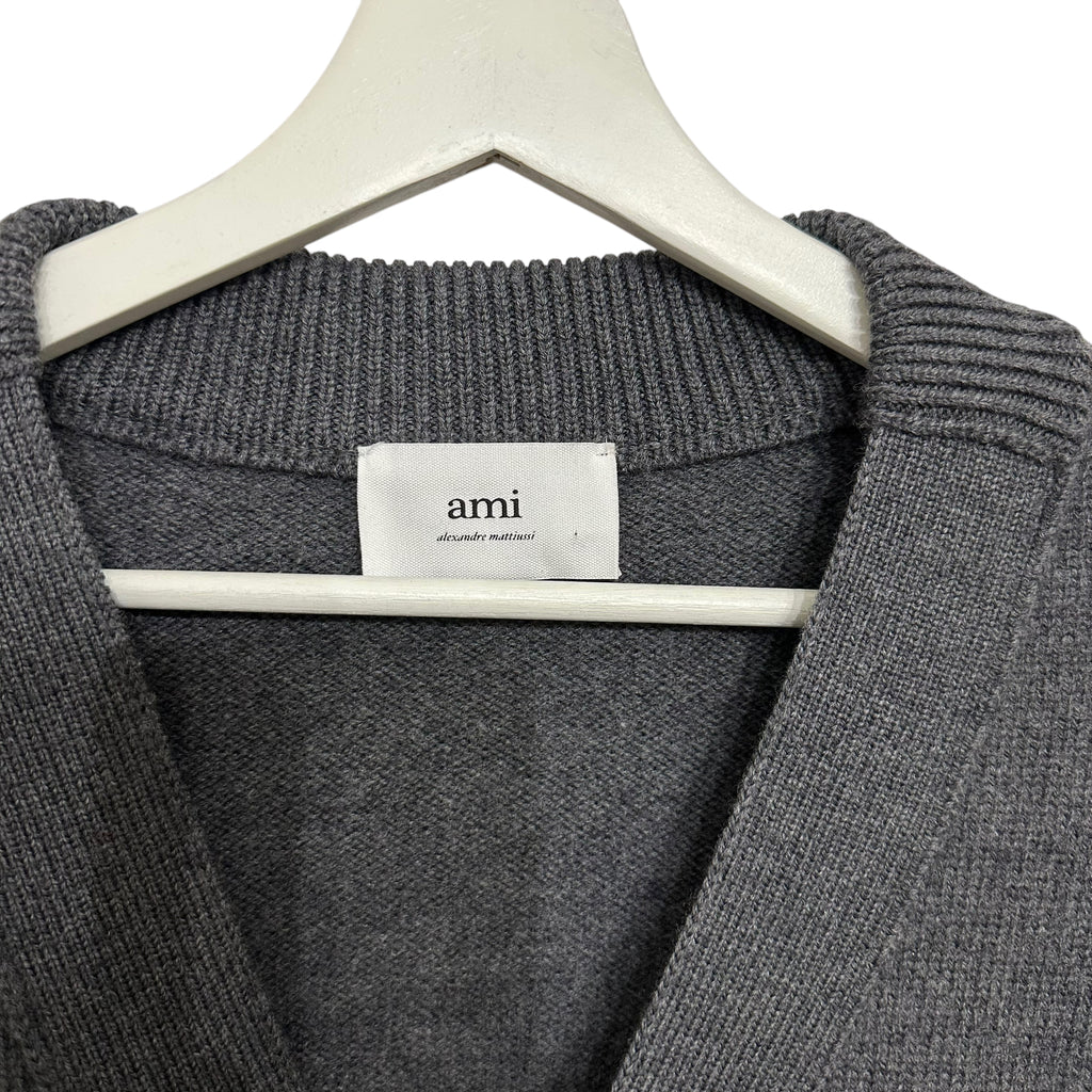 Ami Grey Wool Ami De Coeur Cardigan Size L