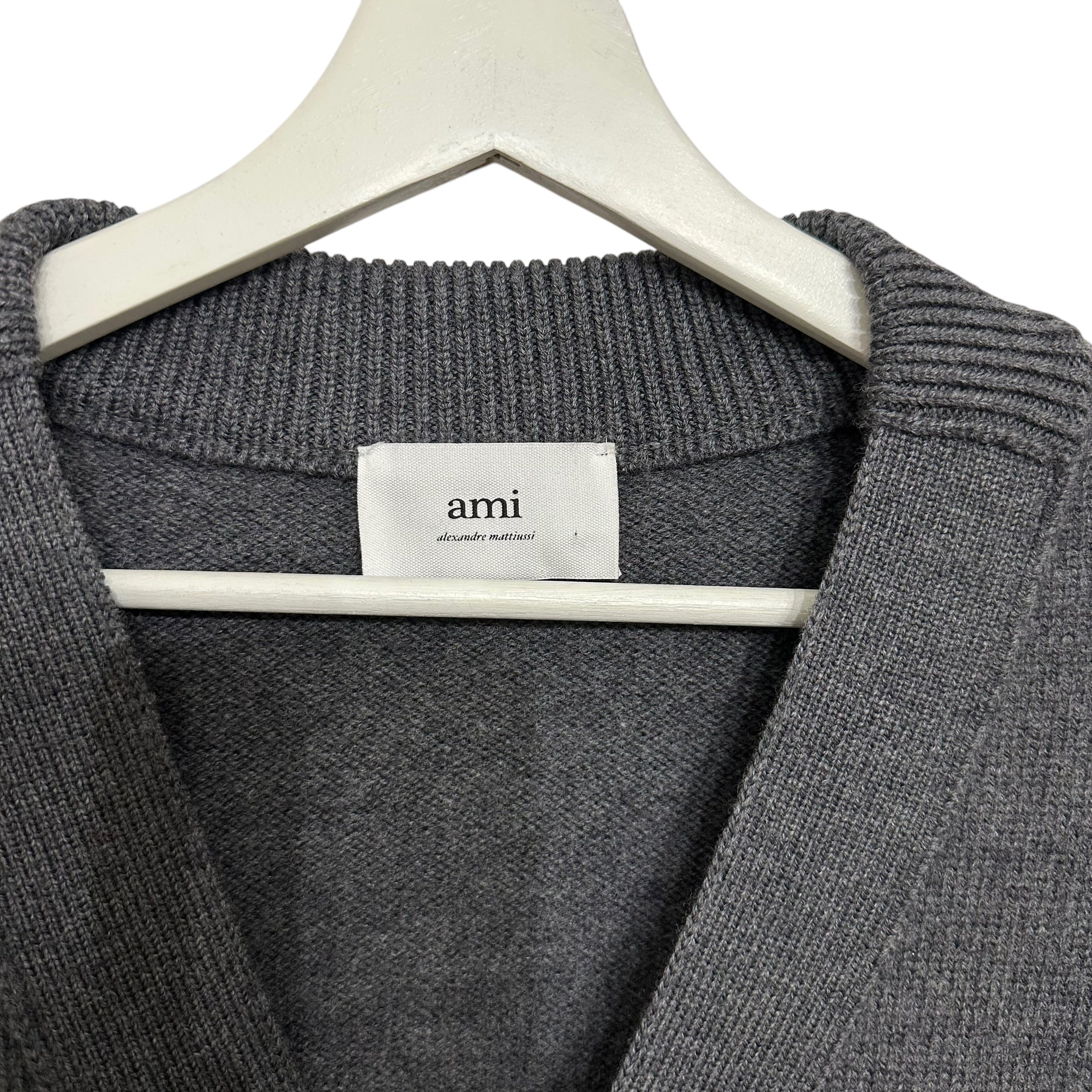 Ami Grey Wool Ami De Coeur Cardigan Size L
