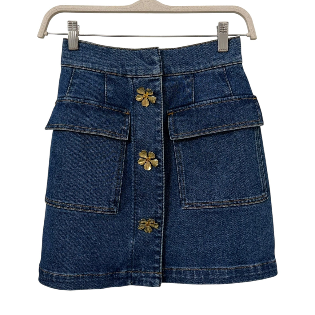 Oscar de la Renta Stretch-Denim Mini Skirt Size 0