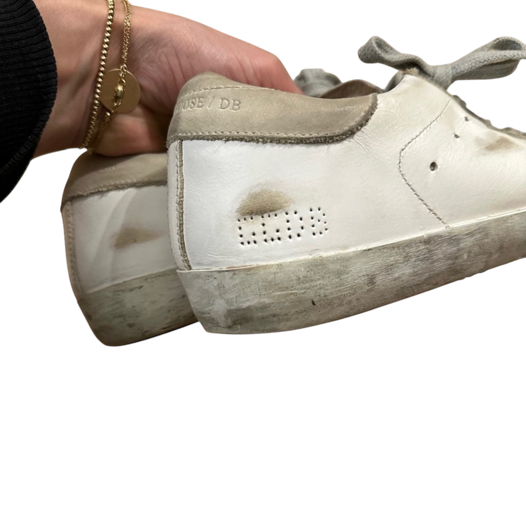 Golden Goose Super-Star with Perforated Star and Ice Gray Heel Tab Size 40