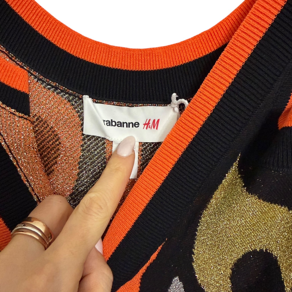 Rabanne X H&M Retro Glittery Jacquard Knit Mini Dress Size S
