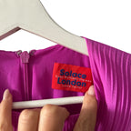 Solace London Tanzy Magenta Pleated Bow Waist Long Sleeve Mini Dress Size 6