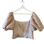 MARKARIAN Mrytle Blush Gingham Silk Puff Sleeve Top Size 10