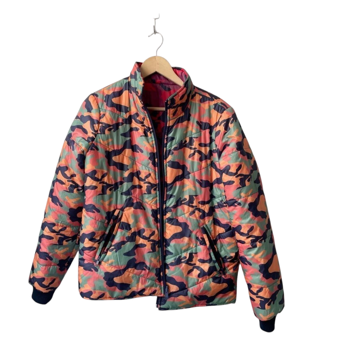 MOTHER Two Faced Puffer Jacket Reversible Camo Size S