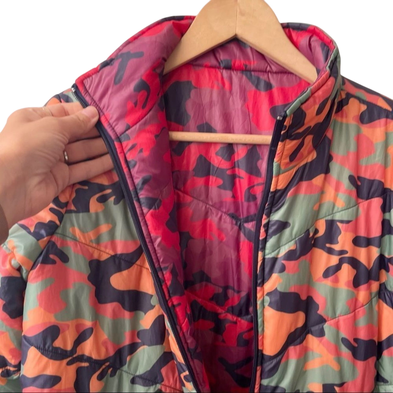 MOTHER Two Faced Puffer Jacket Reversible Camo Size S