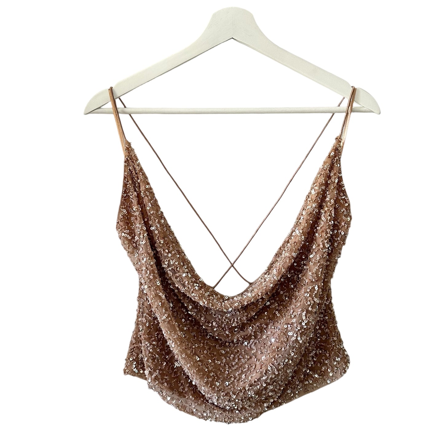 Retrofete Michal Sequin Cowl Top Size L