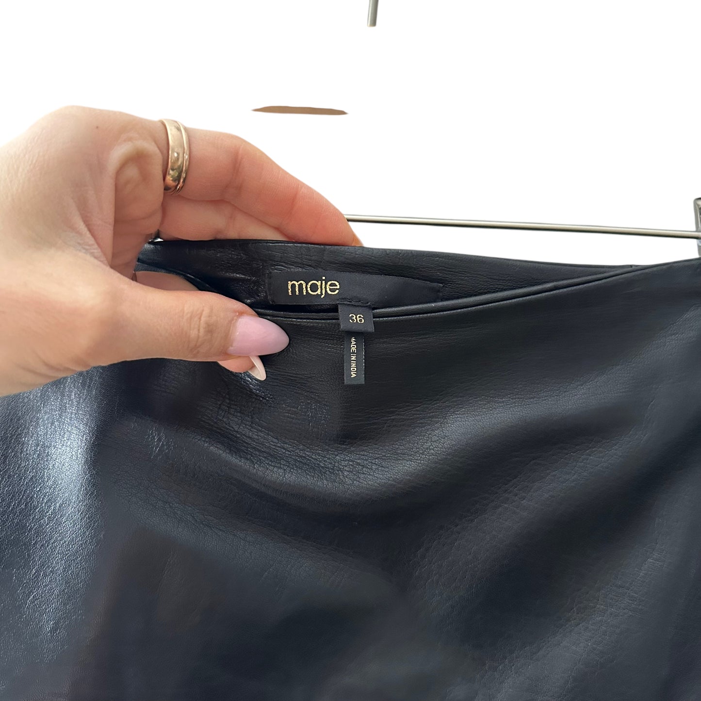 Maje Leather Skirt Jupia Ruffle Mini Size 4