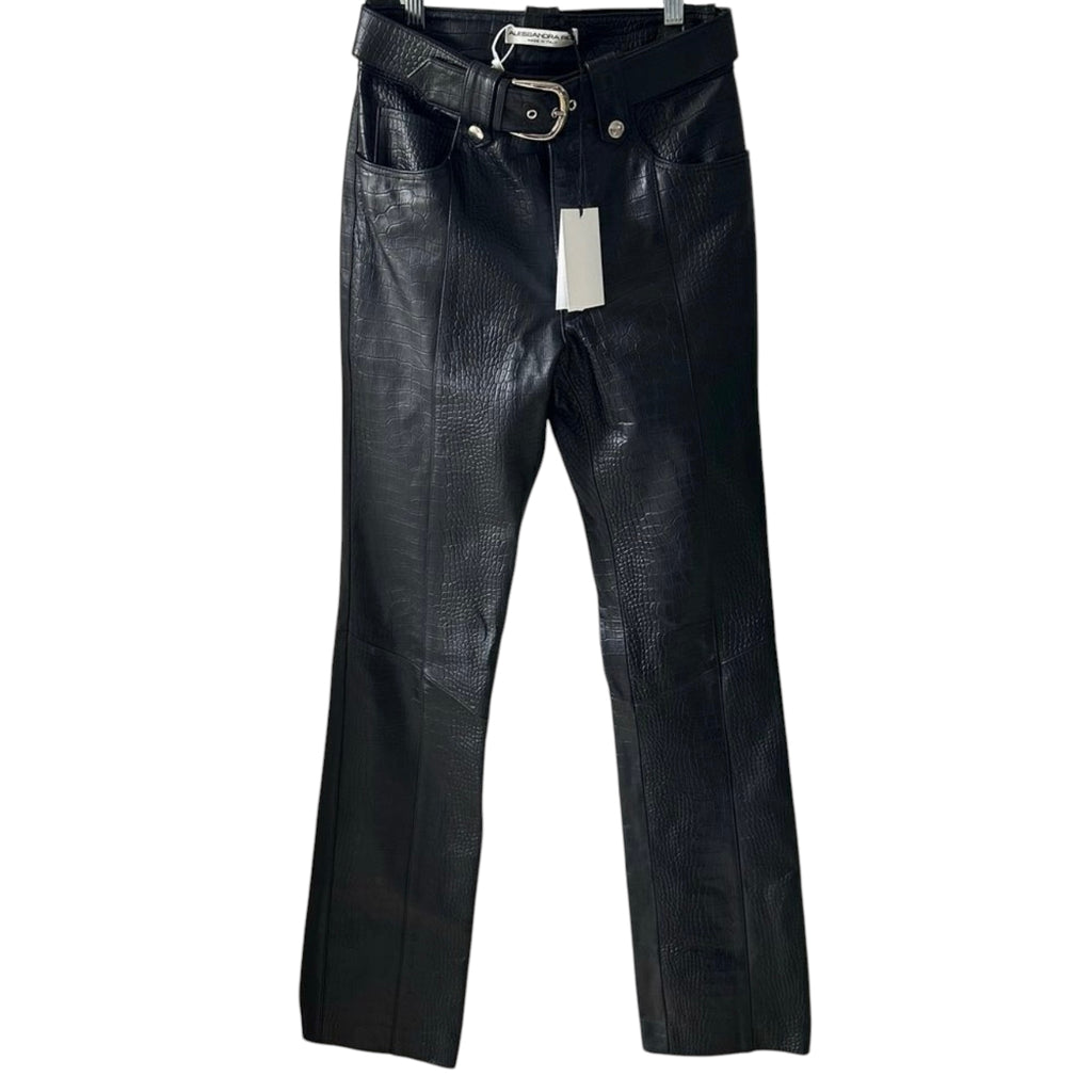 ALESSANDRA RICH Croc-Effect Leather Pants Size 40