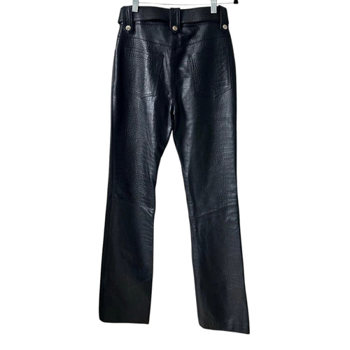 ALESSANDRA RICH Croc-Effect Leather Pants Size 40
