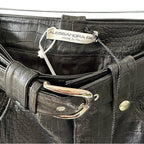 ALESSANDRA RICH Croc-Effect Leather Pants Size 40