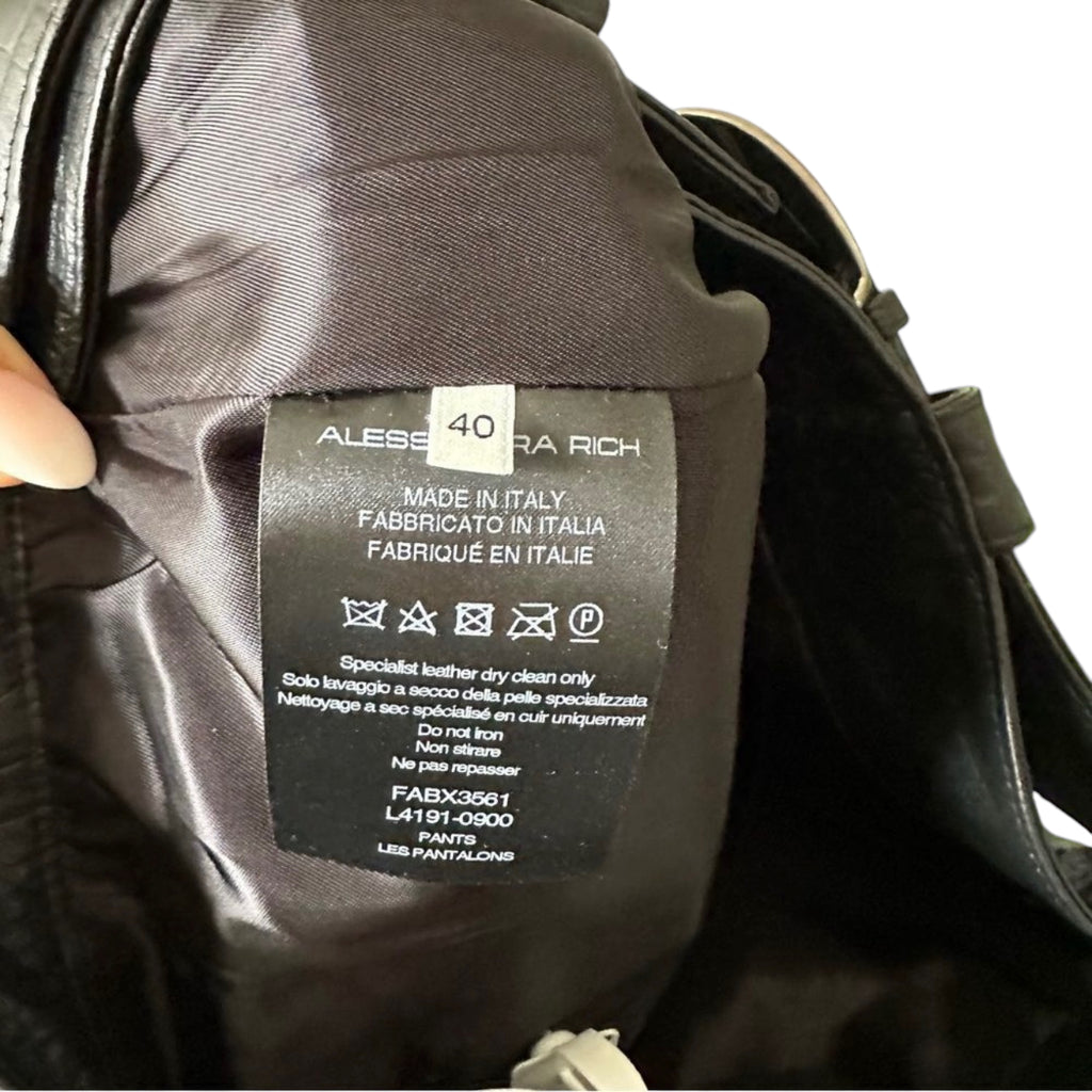 ALESSANDRA RICH Croc-Effect Leather Pants Size 40