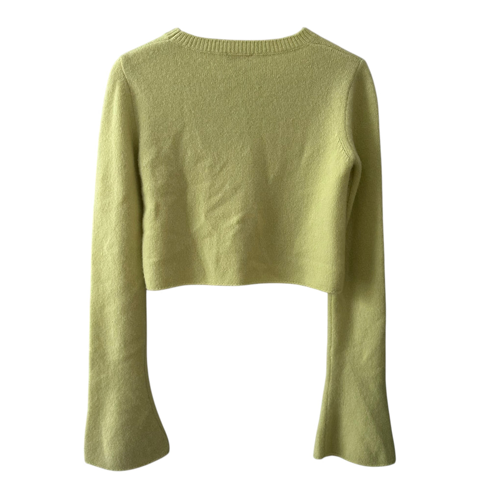 LAPOINTE Airy Cashmere-Silk Crewneck Flare-Sleeve Crop Sweater Size S