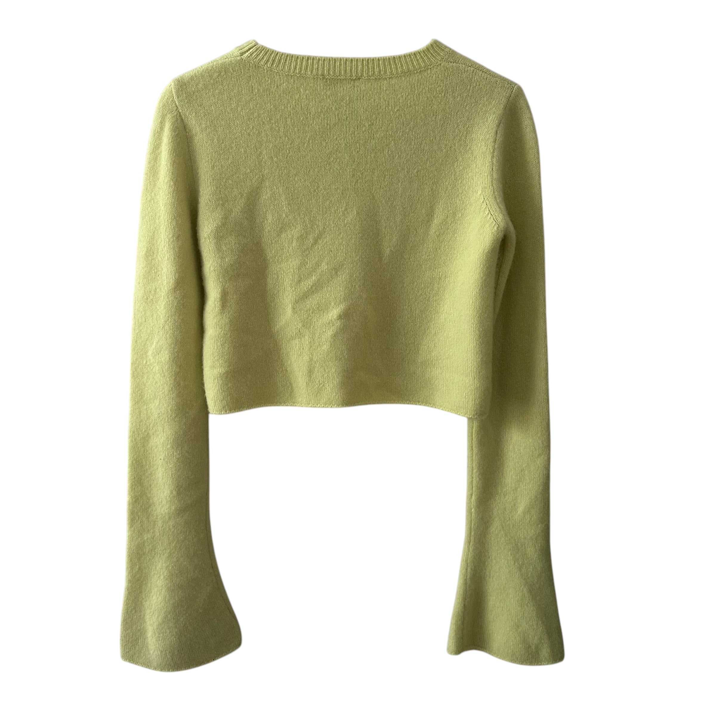 LAPOINTE Airy Cashmere-Silk Crewneck Flare-Sleeve Crop Sweater Size S