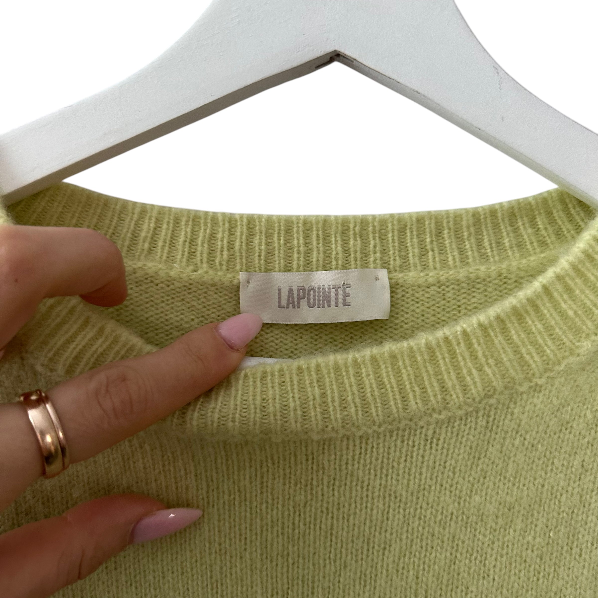 LAPOINTE Airy Cashmere-Silk Crewneck Flare-Sleeve Crop Sweater Size S