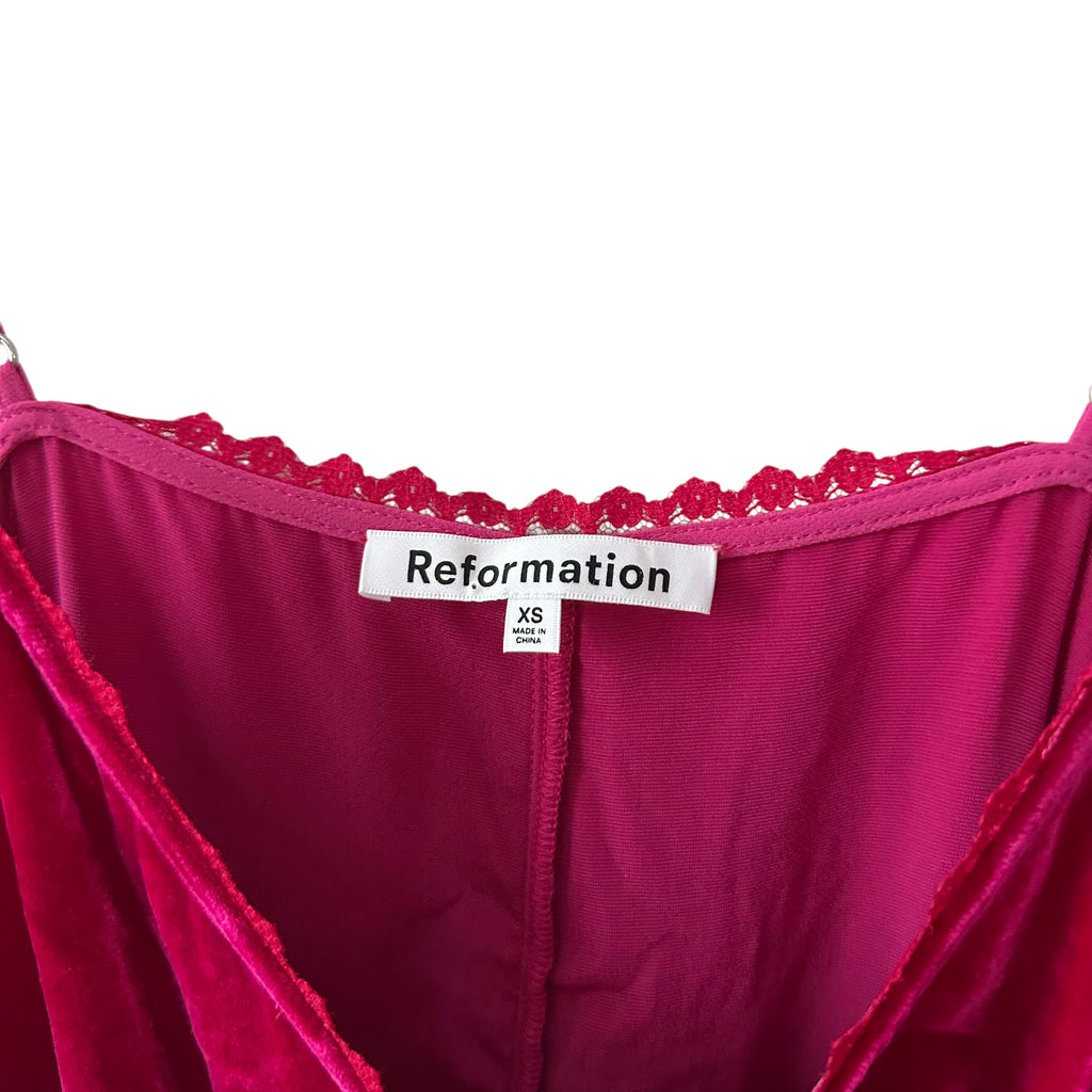 Reformation Laine Velvet Dress in Rhubarb Size XS