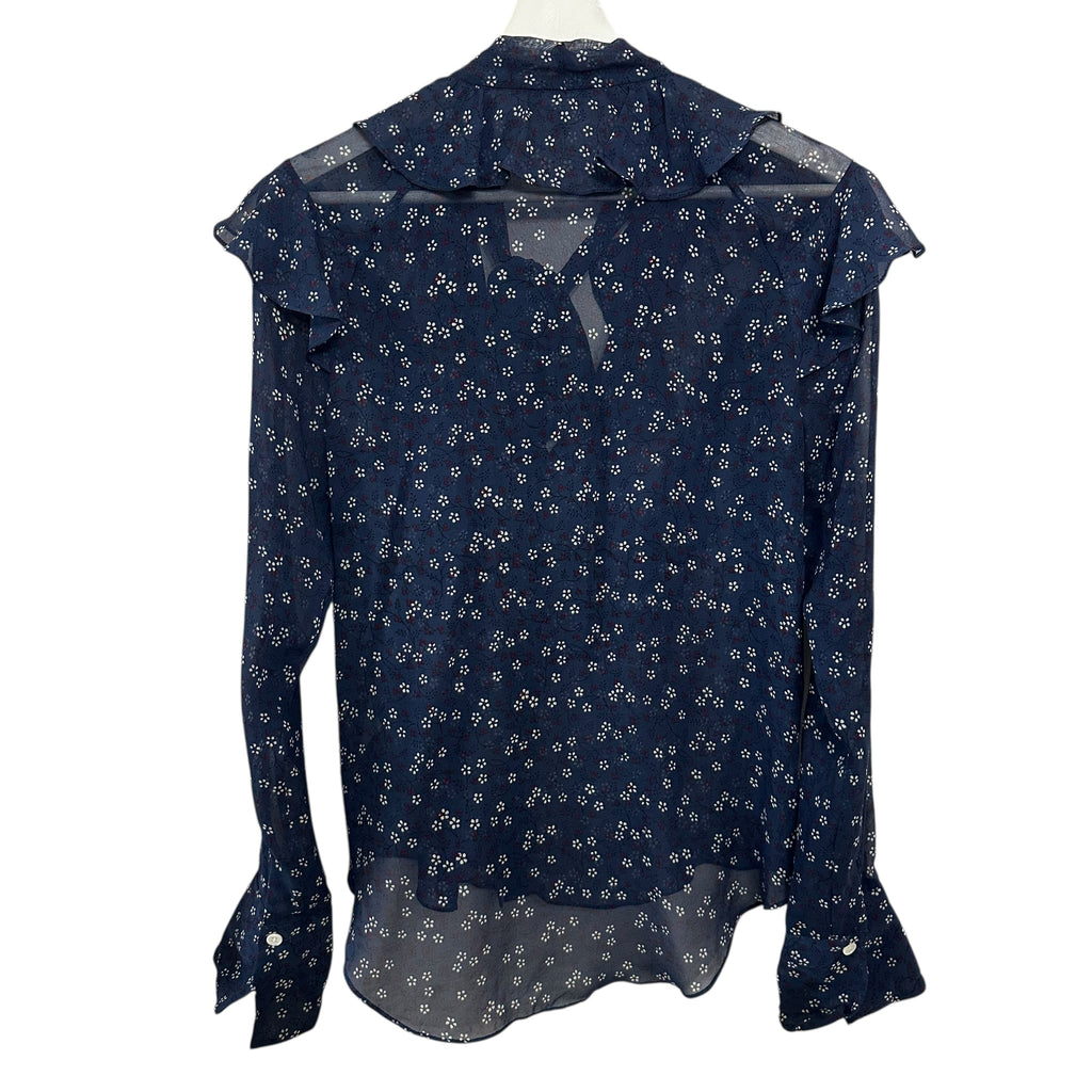 VERONICA BEARD Finley Silk Ruffle Tie Neck Blouse Size 2