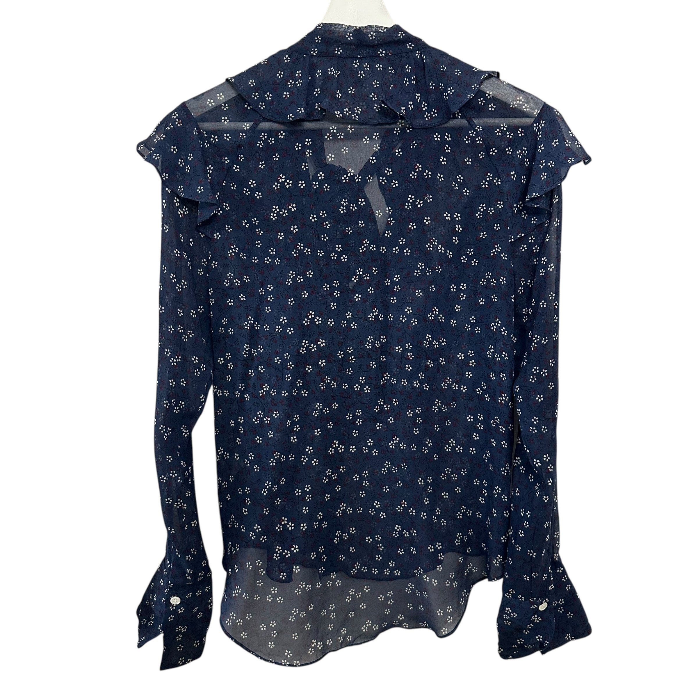 VERONICA BEARD Finley Silk Ruffle Tie Neck Blouse Size 2