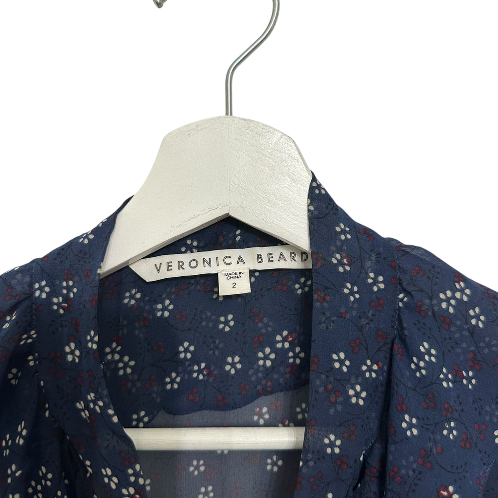 VERONICA BEARD Finley Silk Ruffle Tie Neck Blouse Size 2