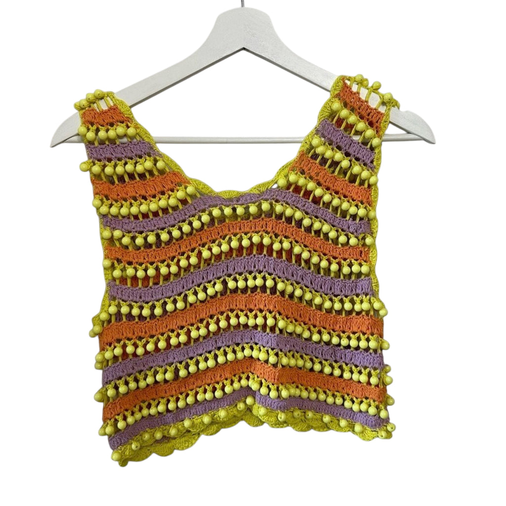 CeliaB Gaia Knit Crochet Top Size XS