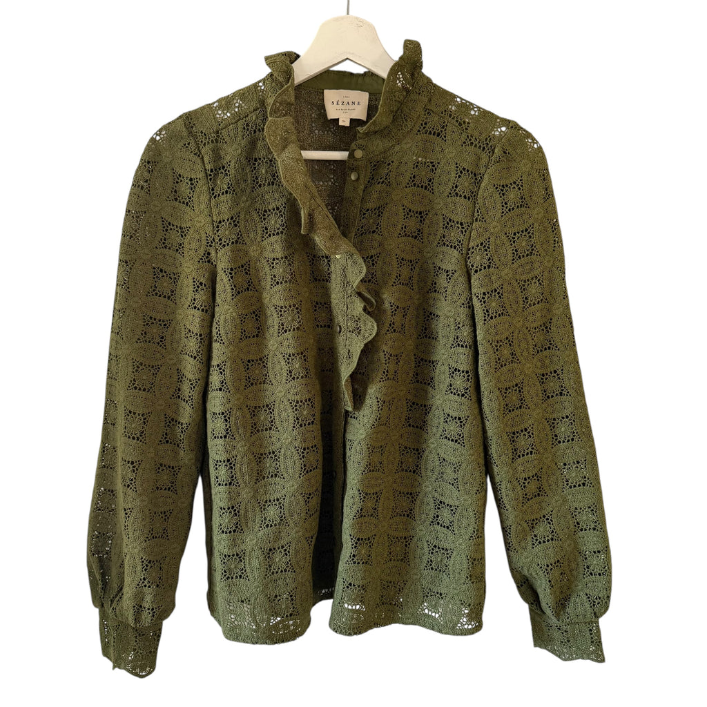 Sezane Chlo Shirt Khakhi Guipure Size 2