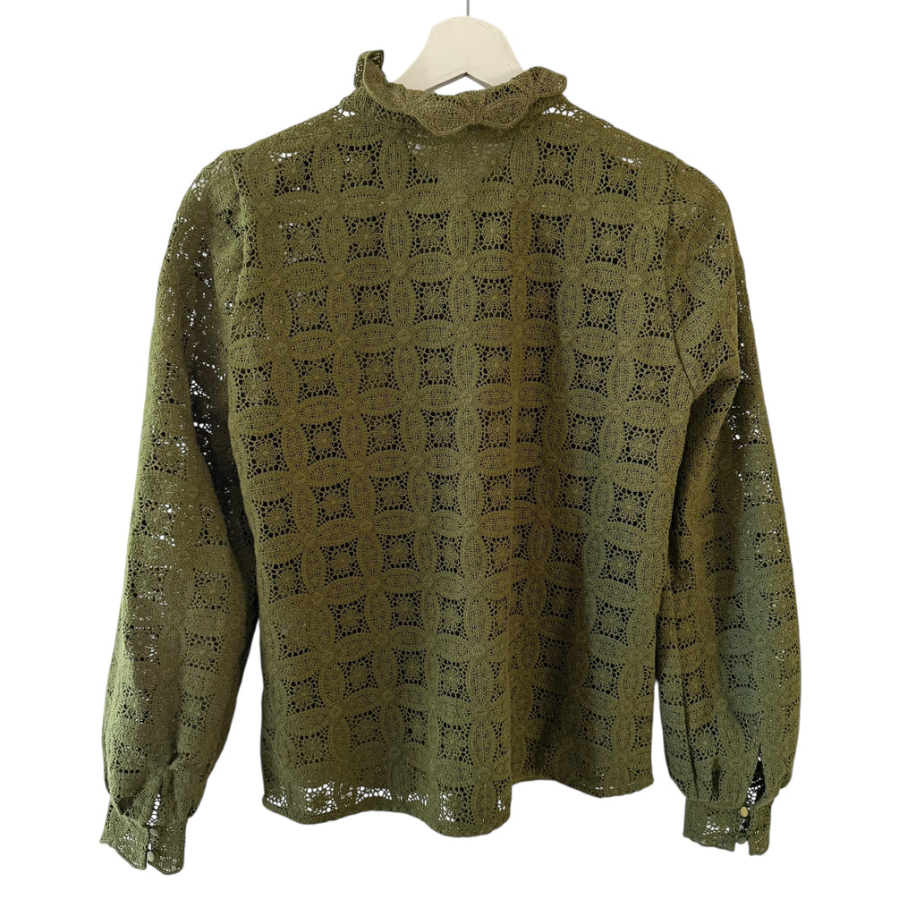 Sezane Chlo Shirt Khakhi Guipure Size 2