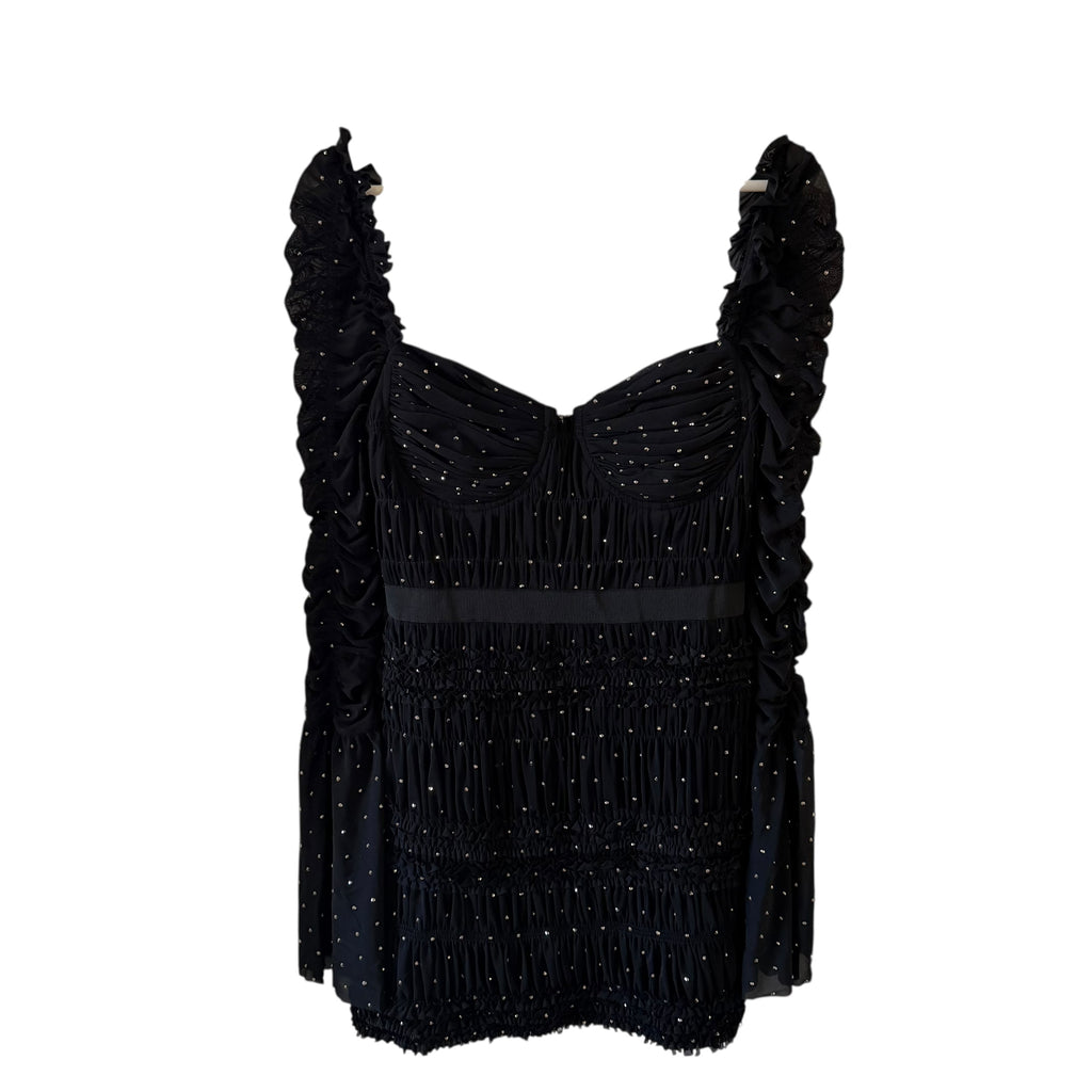 Self-Portrait Crystal-Embellished Stretch-Mesh Mini Dress Size 4