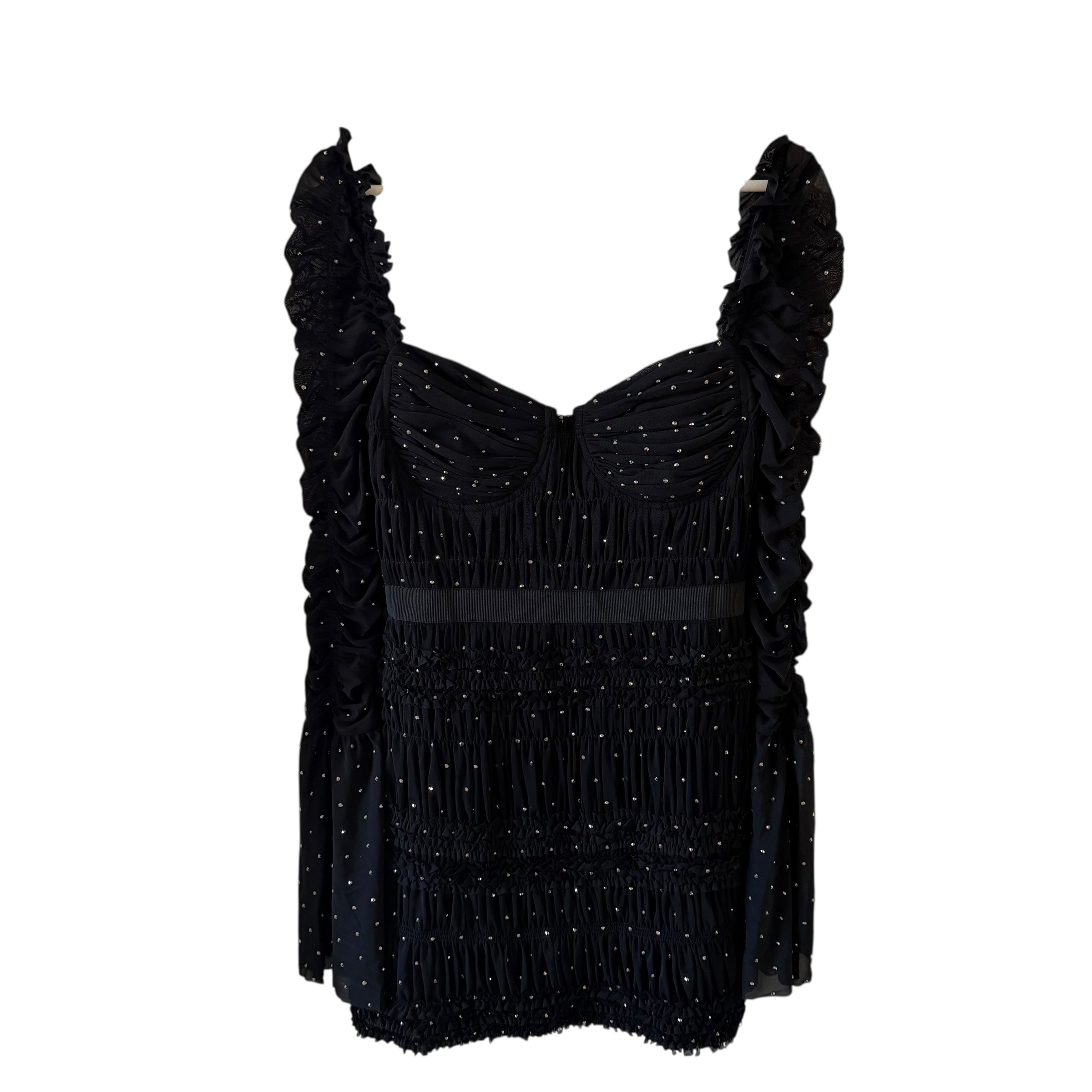 Self-Portrait Crystal-Embellished Stretch-Mesh Mini Dress Size 4