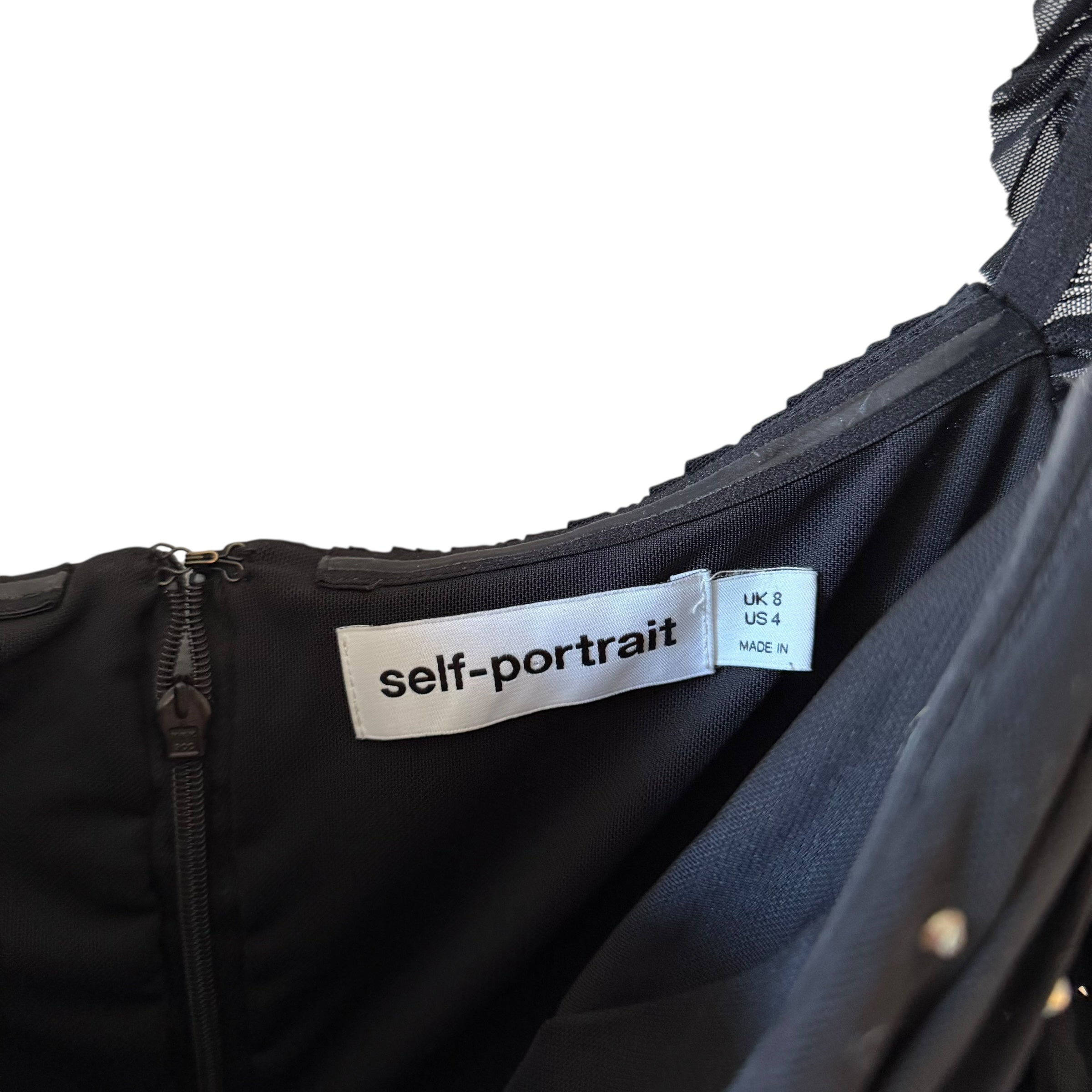 Self-Portrait Crystal-Embellished Stretch-Mesh Mini Dress Size 4