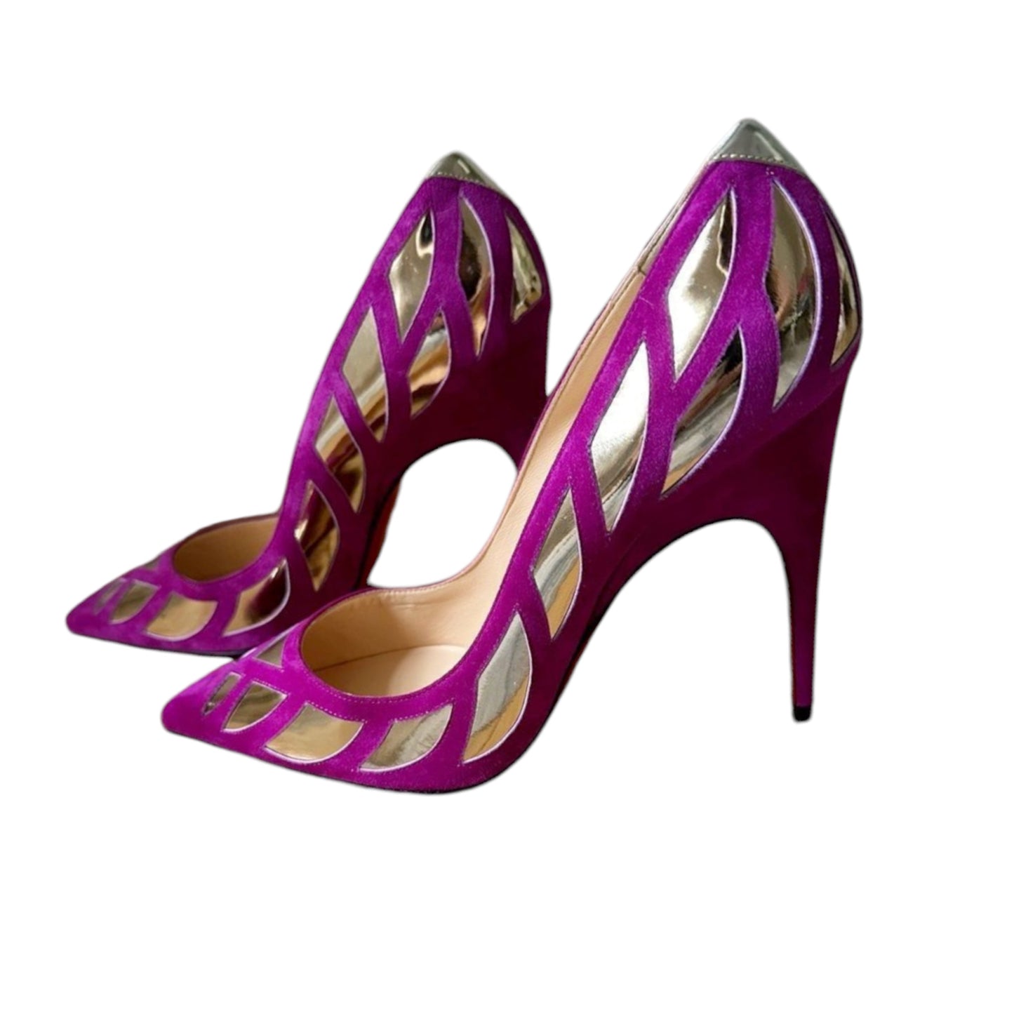 Christian Louboutin Mirador Purple Silver Pumps Size 38