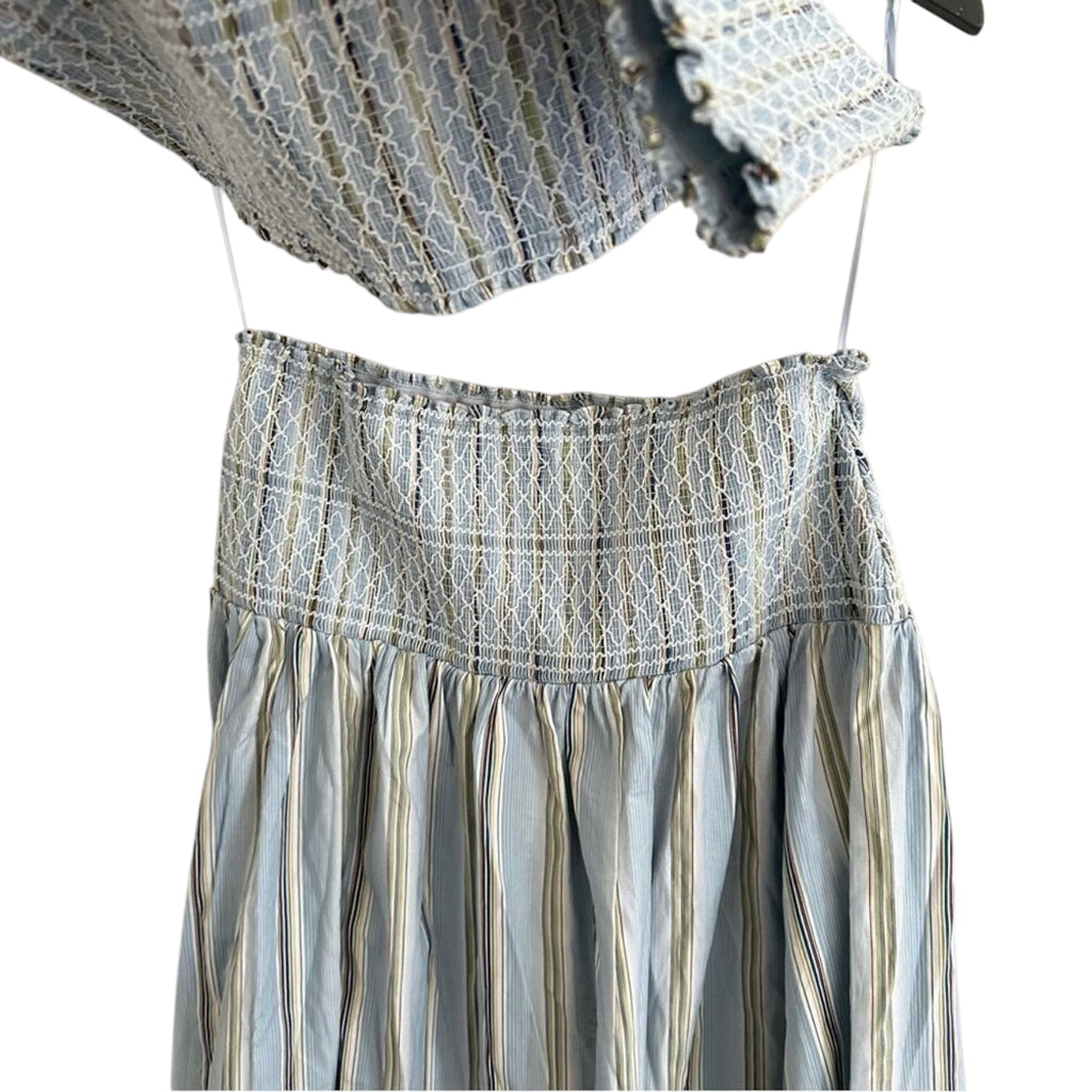 Reformation Haven Top & Skirt Set In Cabana Stripe Size XL