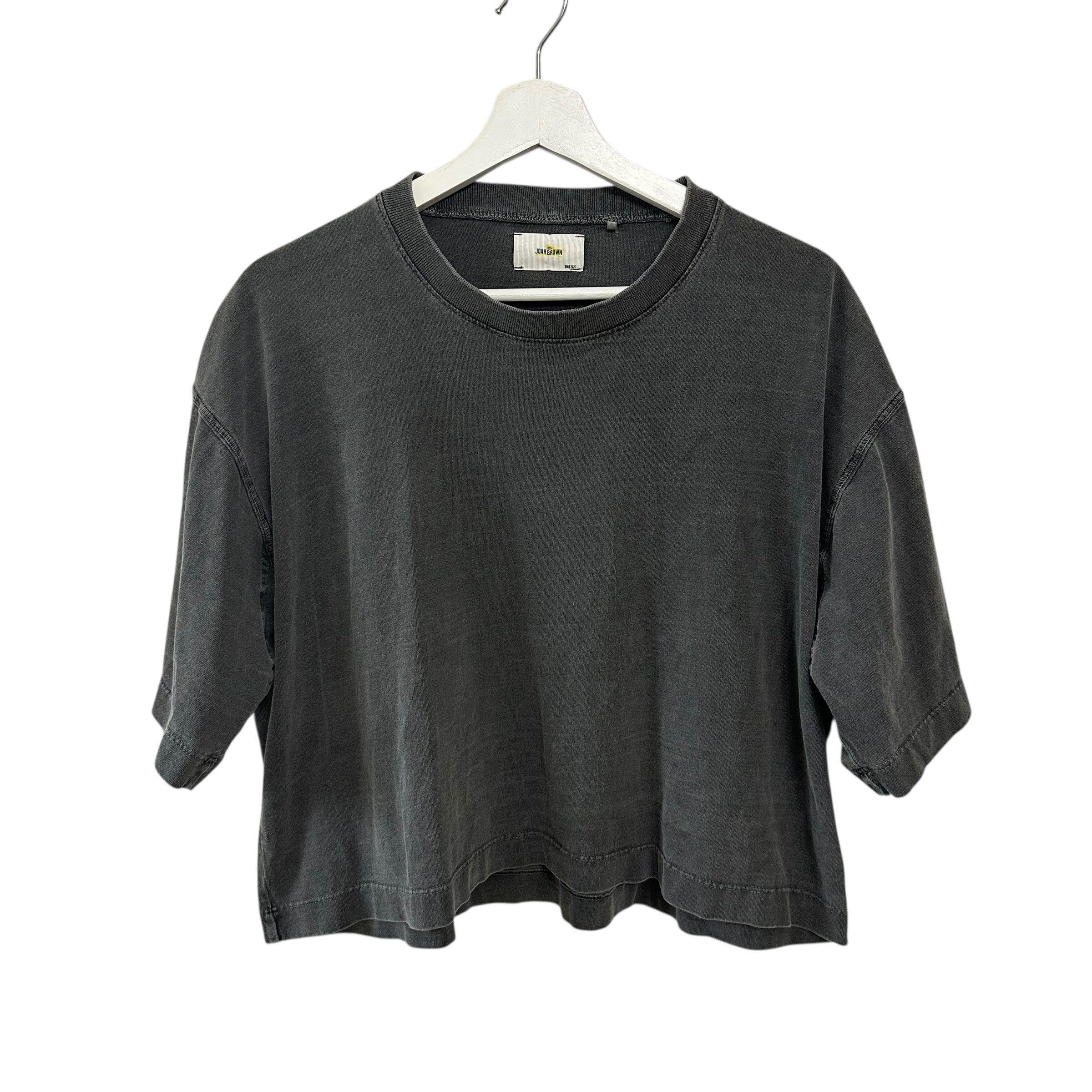 Joah Brown Boxy Crew Cotton Tee Washed Black One Size