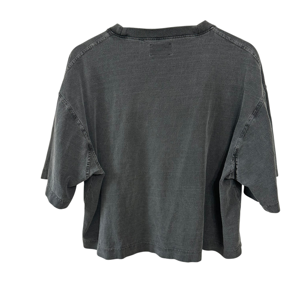 Joah Brown Boxy Crew Cotton Tee Washed Black One Size