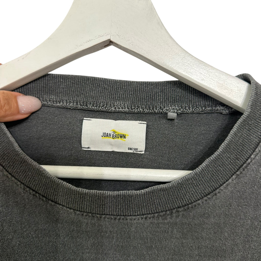 Joah Brown Boxy Crew Cotton Tee Washed Black One Size