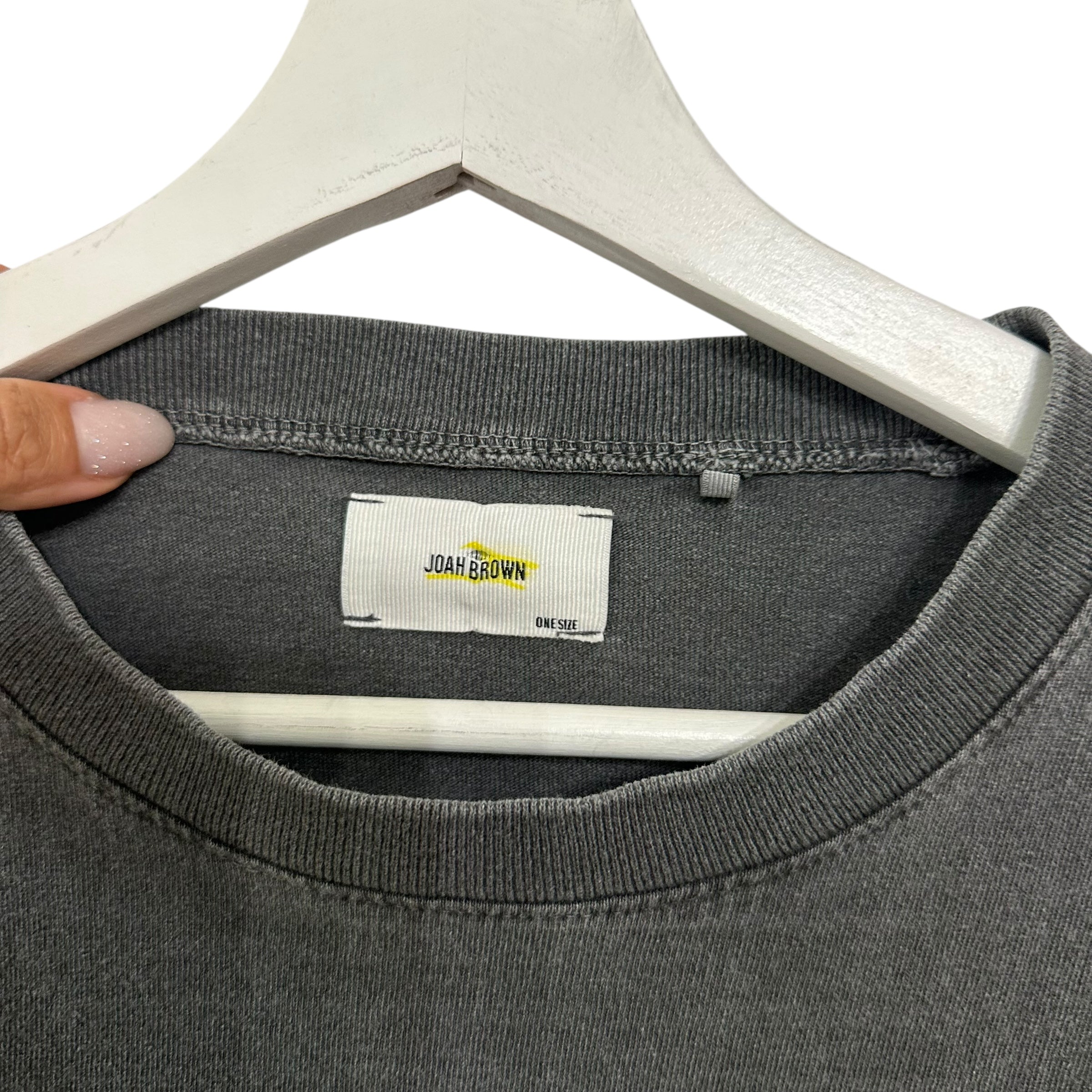 Joah Brown Boxy Crew Cotton Tee Washed Black One Size