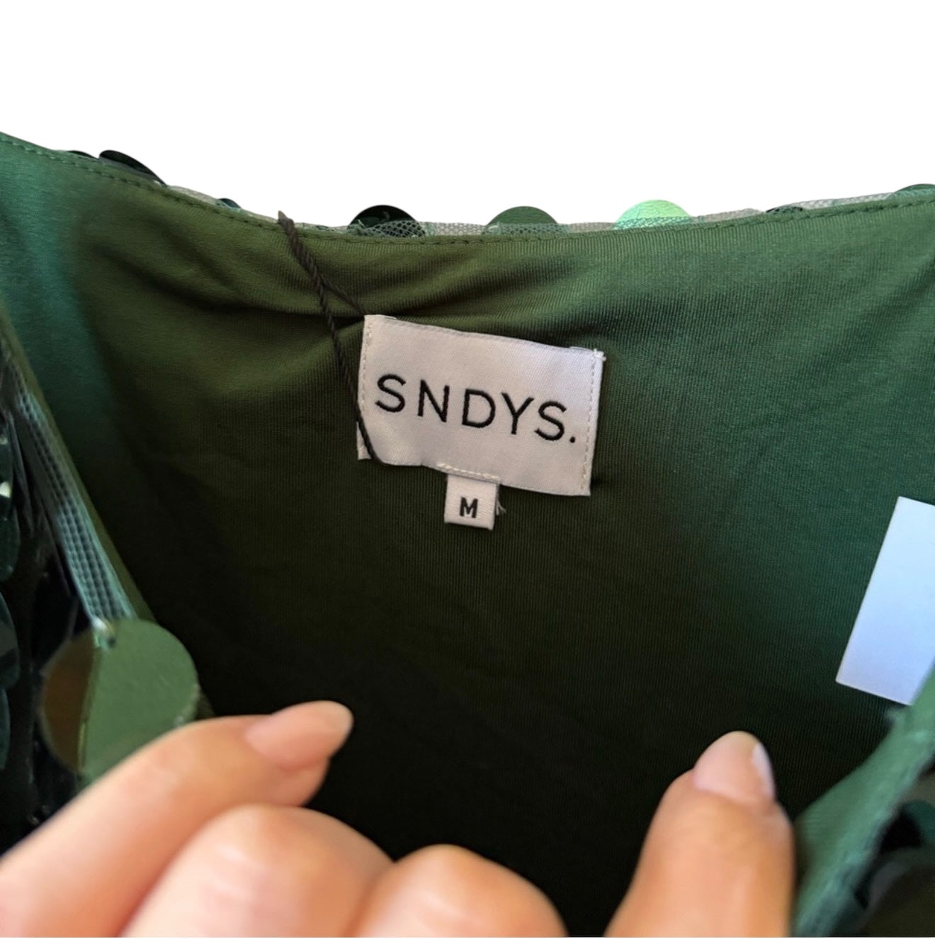 SNDYS Calypso Mini Dress in Forest Green Size S