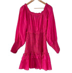 Alexis Polka-dot Off Shoulder Cotton Fuchsia Dress Size L