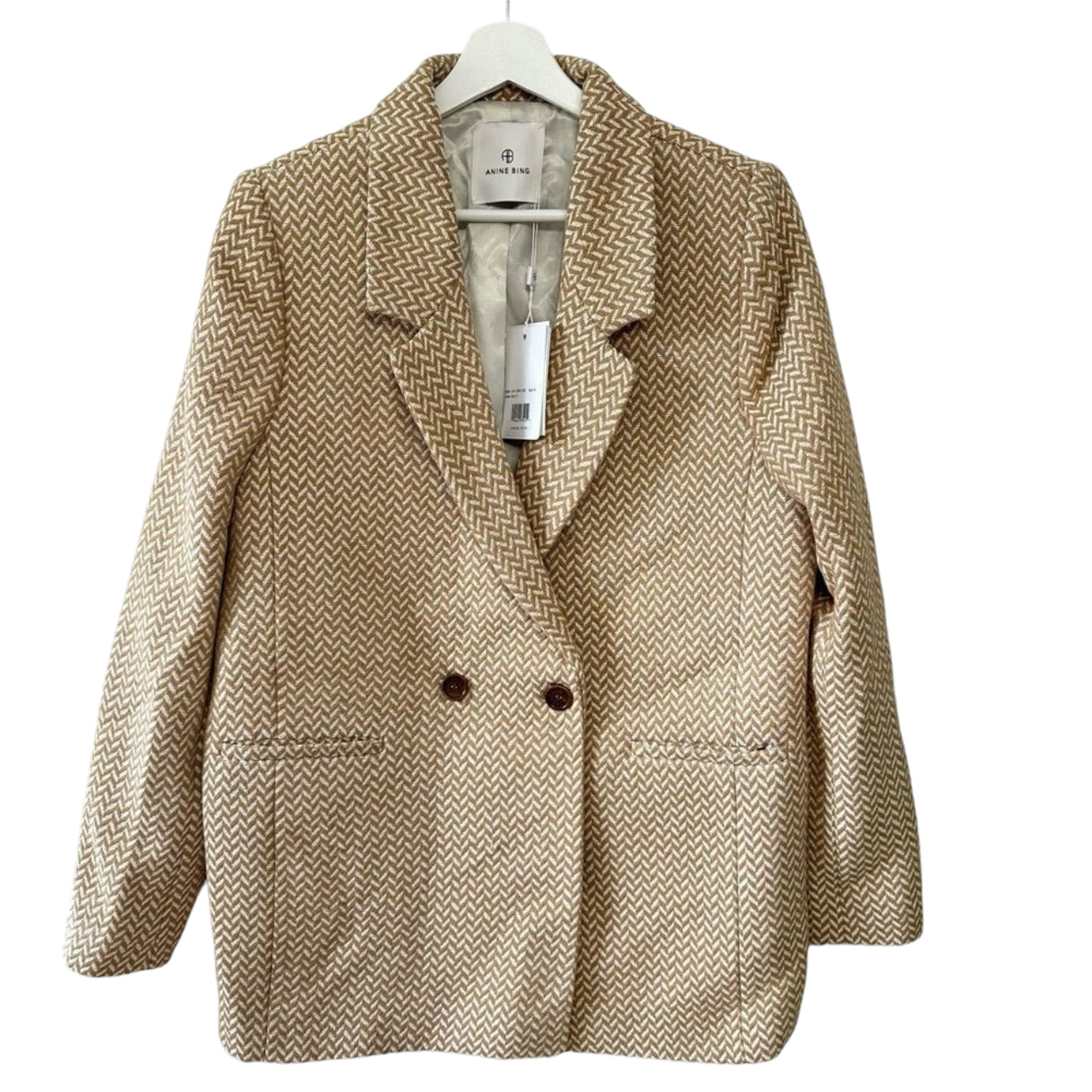 Anine Bing Fishbone Blazer Tan Size M