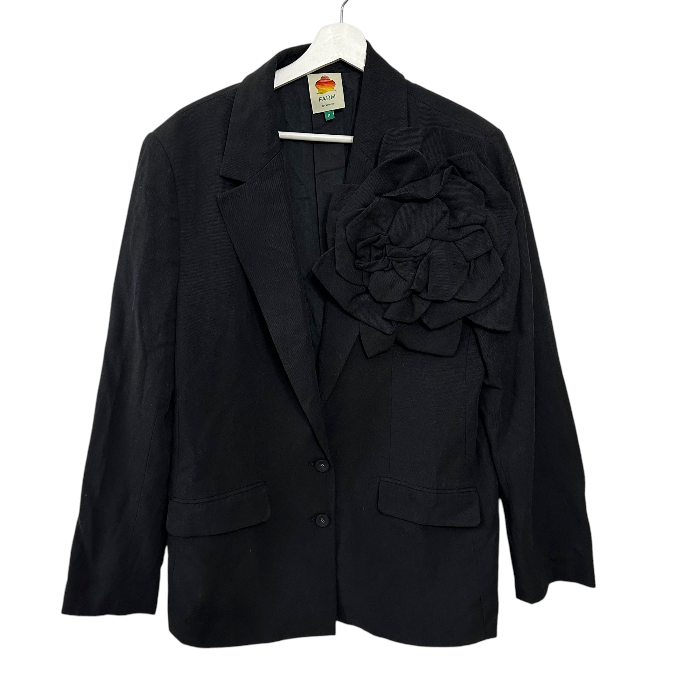 FARM Rio Black Flowered Blazer Size M