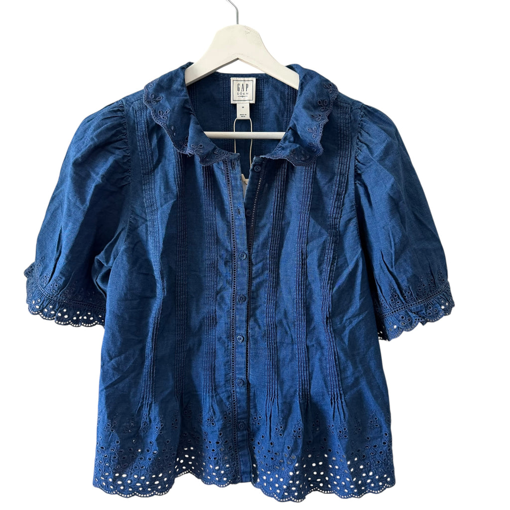 Gap × DÔEN Indigo Eyelet Top and Maxi Skirt Set