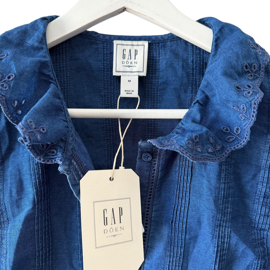 Gap × DÔEN Indigo Eyelet Top and Maxi Skirt Set