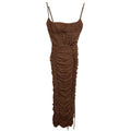 House Of CB Lillian Corset Ruched Mesh Bodycon Maxi Dress Mocha Size S