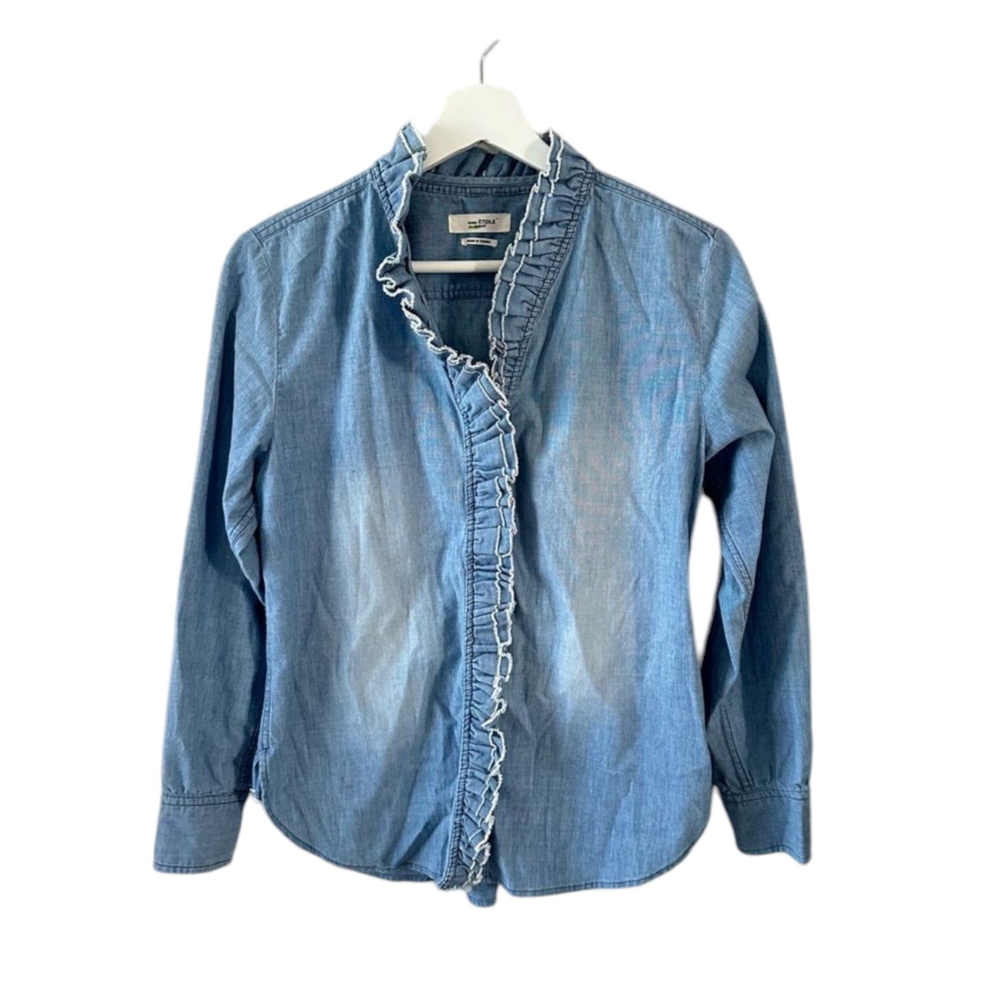 Isabel Marant Étoile Nawendy Ruffle Denim Shirt Size 8